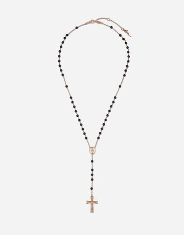 Dolce&Gabbana Yellow gold Devotion rosary necklace with black jade spheres Gold WBP6C1W1111