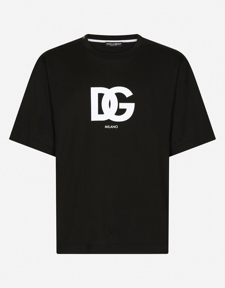 Dolce & Gabbana Футболка из хлопка с принтом логотипа DG черный G8OA3TFU7EQ