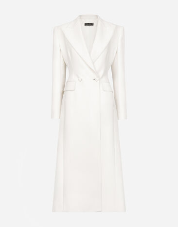 Dolce&Gabbana Abrigo largo de botonadura doble en cady de lana Blanco F0W0ITHUMTB