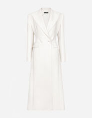 Dolce & Gabbana Long double-breasted wool cady coat White F0C3RTHJMOK