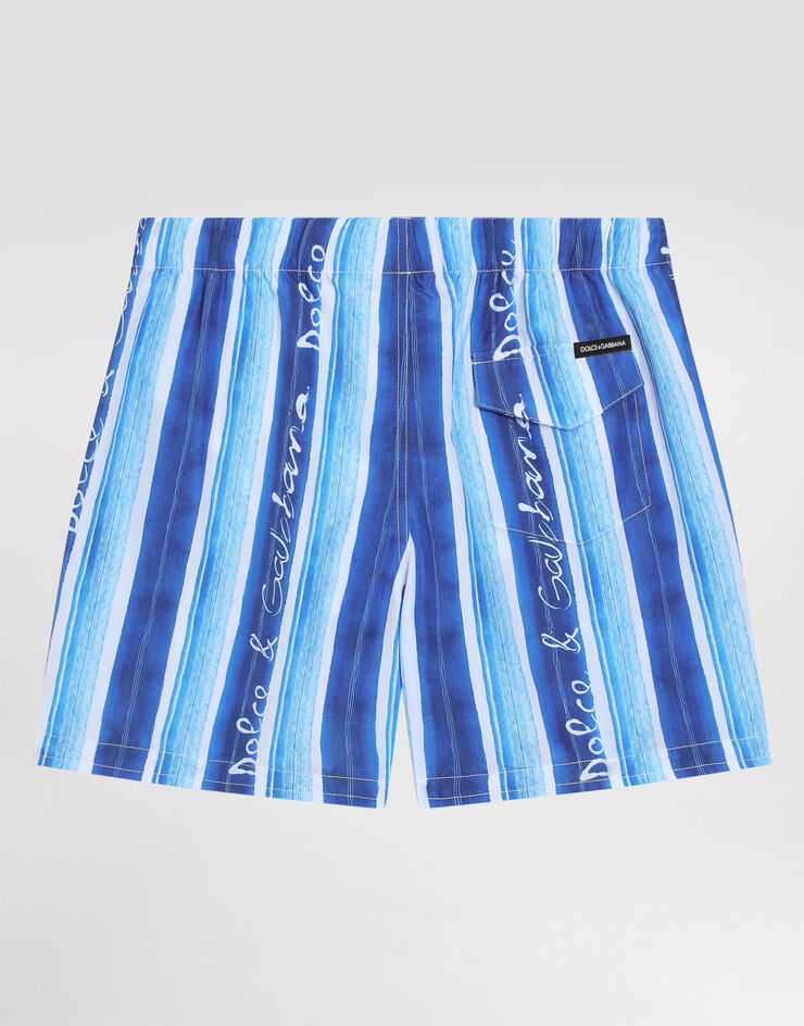 Dolce & Gabbana Badeshorts aus Gewebe in Leinwandbindung Streifenprint Blau L4J818ON03Q
