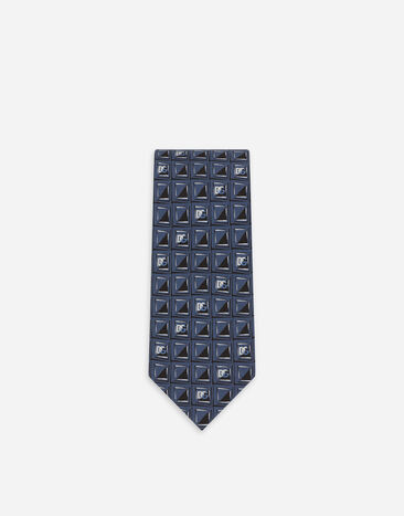 Dolce & Gabbana Silk jacquard tie with micro-designs and DG logo Print GT147EG0WSN