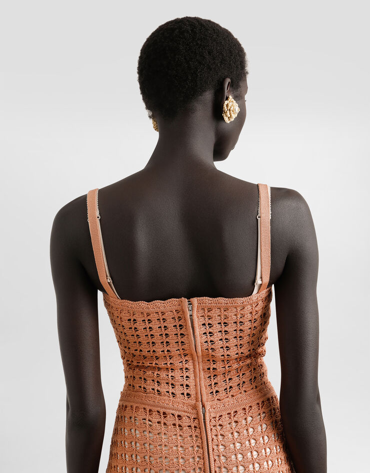 Dolce & Gabbana Bustier-Tanktop aus Viskose Braun FXT70TJGMBH