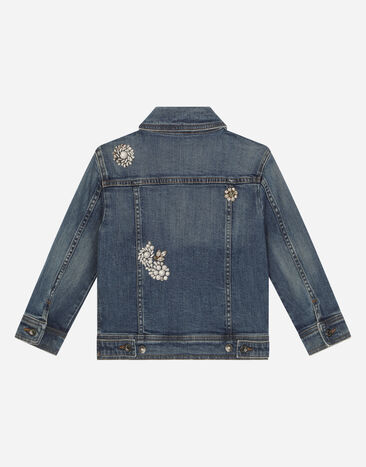 Dolce & Gabbana Stretch denim jacket with rhinestones and embroidery Multicolor L51B81LDB08