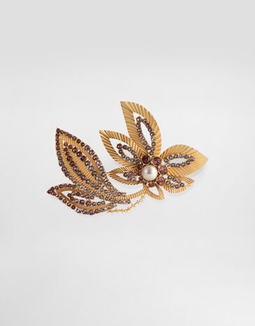 Dolce & Gabbana Maxi flower brooch with rhinestones Gold WPR7F3W1111
