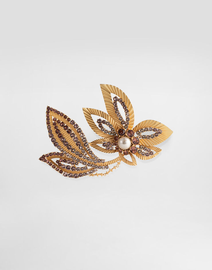 Dolce & Gabbana Maxi flower brooch with rhinestones Gold WPR7F3W1111
