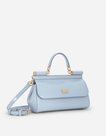 Dolce & Gabbana Bolso Sicily mediano de silueta alargada en piel de becerro pulida Azul Claro BB7652A1037