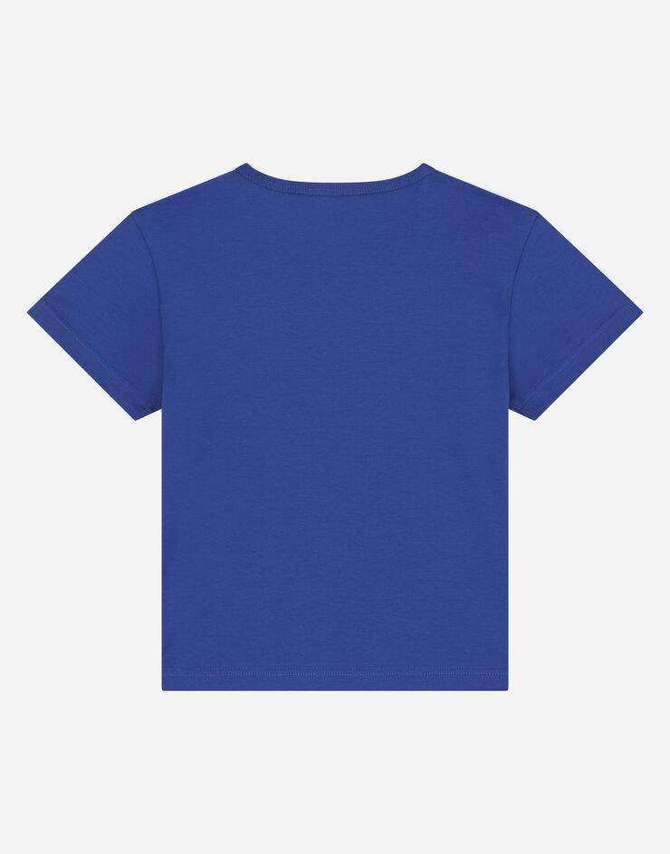 Dolce & Gabbana Jersey T-shirt with logo plate Blue L4JT7TG7OLK