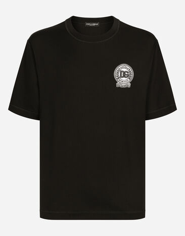 Dolce & Gabbana Camiseta de algodón con logotipo bordado Imprima G8RV9TII7CZ