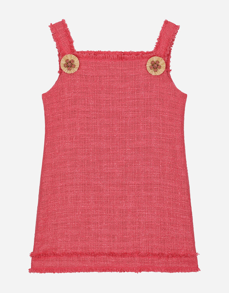 Dolce & Gabbana 메탈릭 트위드 드레스 핑크 L53DT0FMTAB