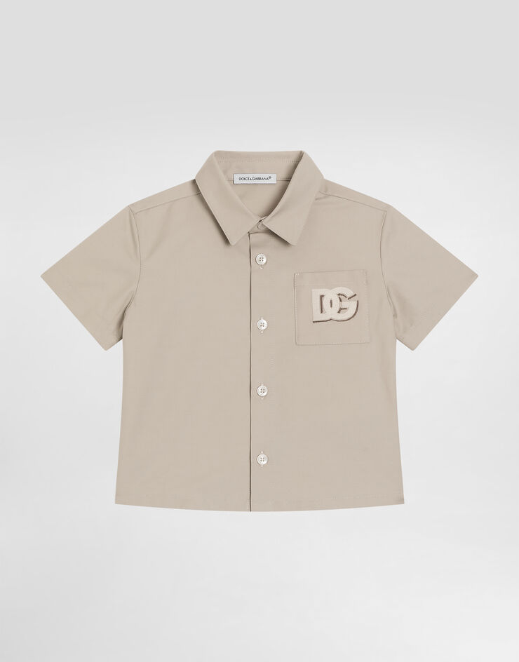 Dolce & Gabbana Gabardine shirt with DG logo Beige L14S36HUMRB