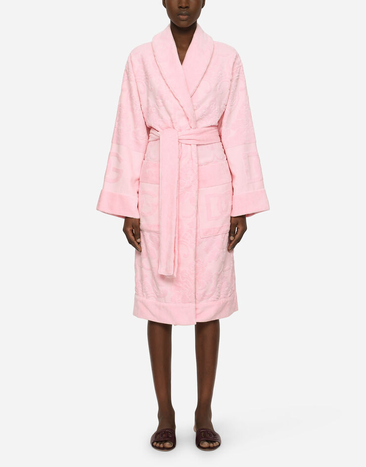 Dolce & Gabbana Bath Robe in Terry Cotton Jacquard Multicolor TCF009TCAGM