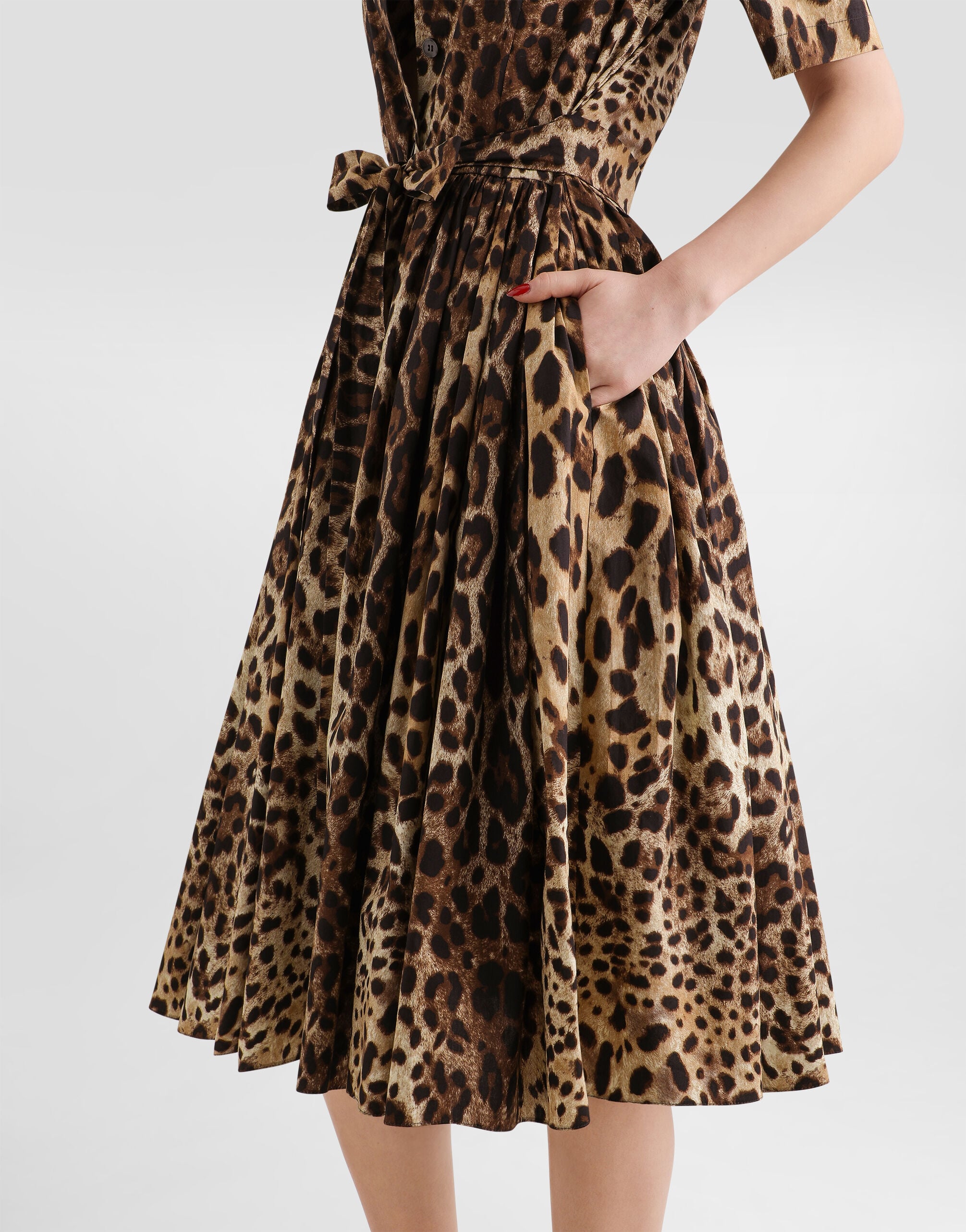 Leo-print poplin shirt dress in Print for Women | Dolce&Gabbana® US