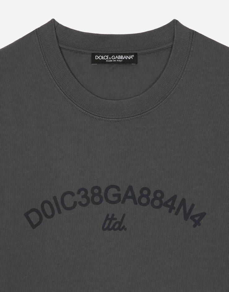 Dolce & Gabbana Cotton T-shirt with Dolce&Gabbana logo Grey G8PN9TG7M3K