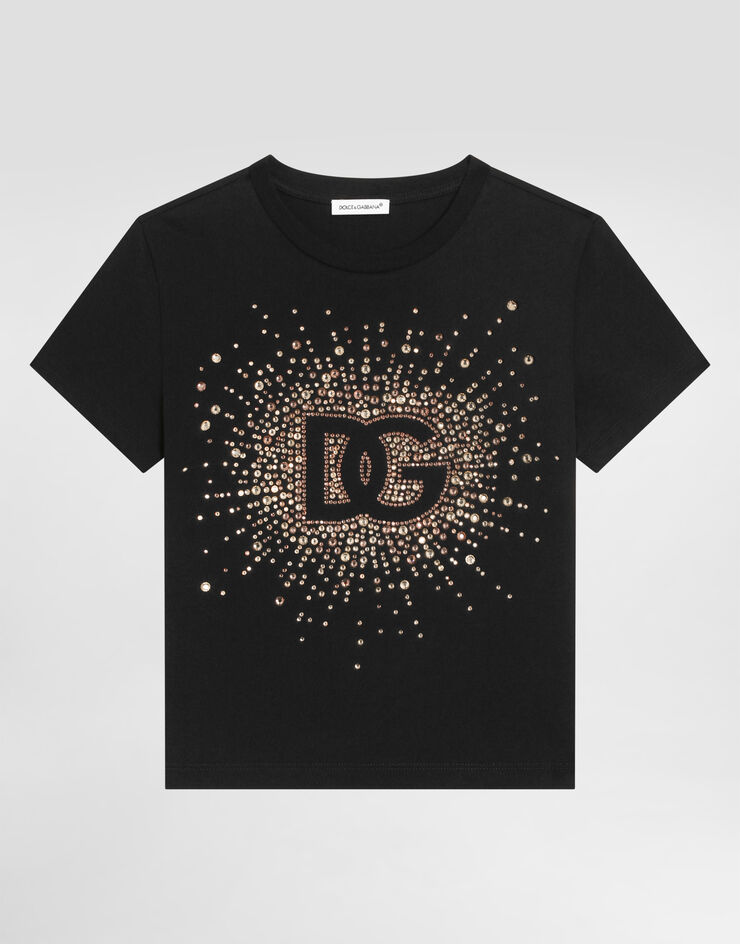 Dolce & Gabbana Camiseta de punto y strass Negro L5JTNKG7N6B