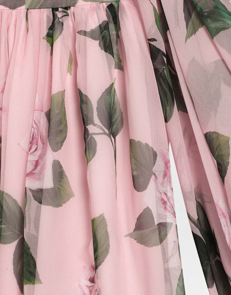 Dolce & Gabbana Chiffon dress with rose print Print L53DE9IS1X9