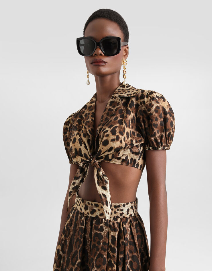 Dolce & Gabbana Leo-print poplin shirt Print F5T66THS5E3