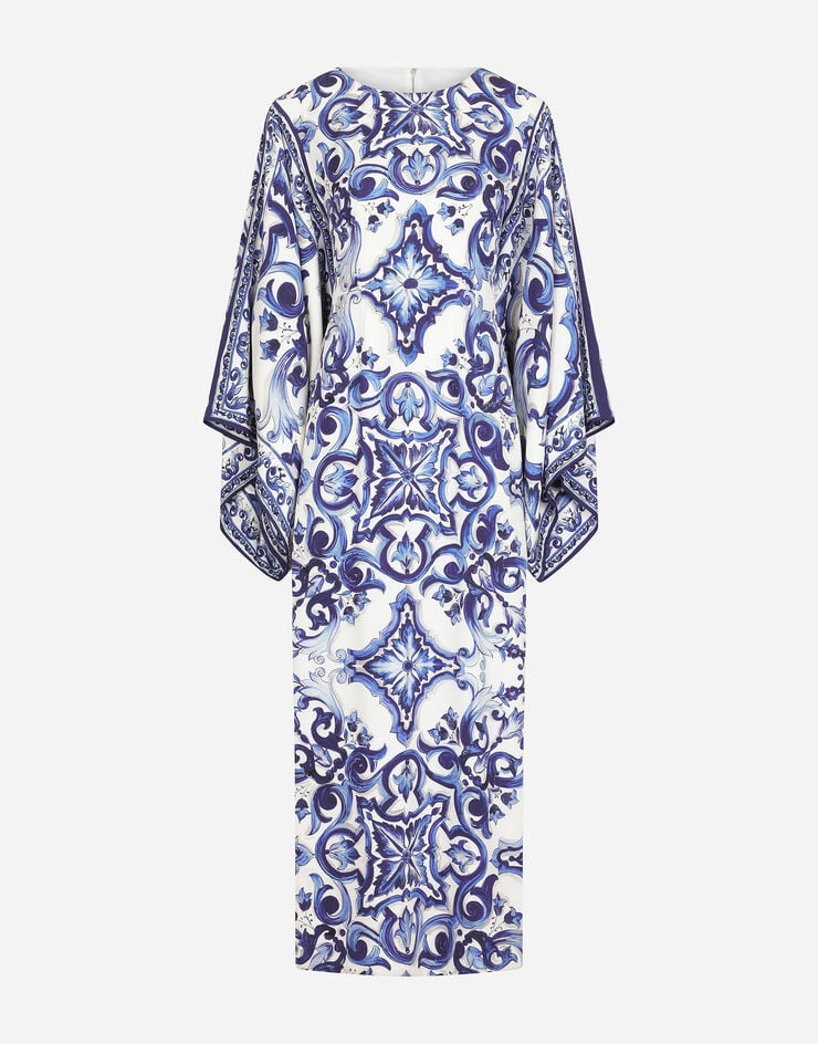 Dolce & Gabbana Long majolica-print charmeuse dress Multicolor F69D5THPABO