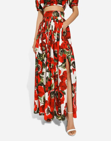 Dolce & Gabbana Long anemone-printed cotton circle skirt Print F4CS6THS5Q0
