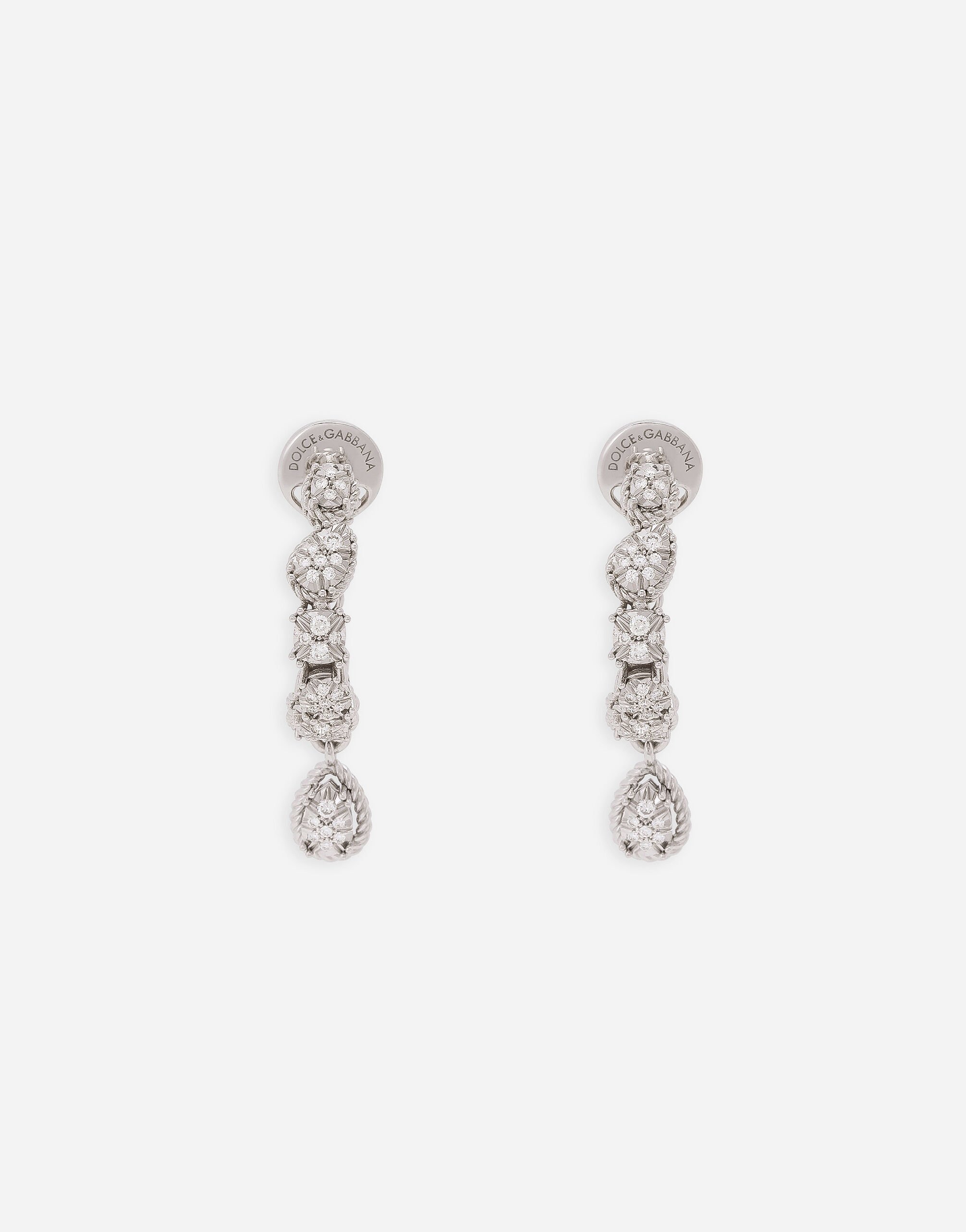 Dolce & Gabbana Boucles d’oreilles Easy Diamond en or blanc 18 ct avec pavé de diamants Doré WERA2GWPE01