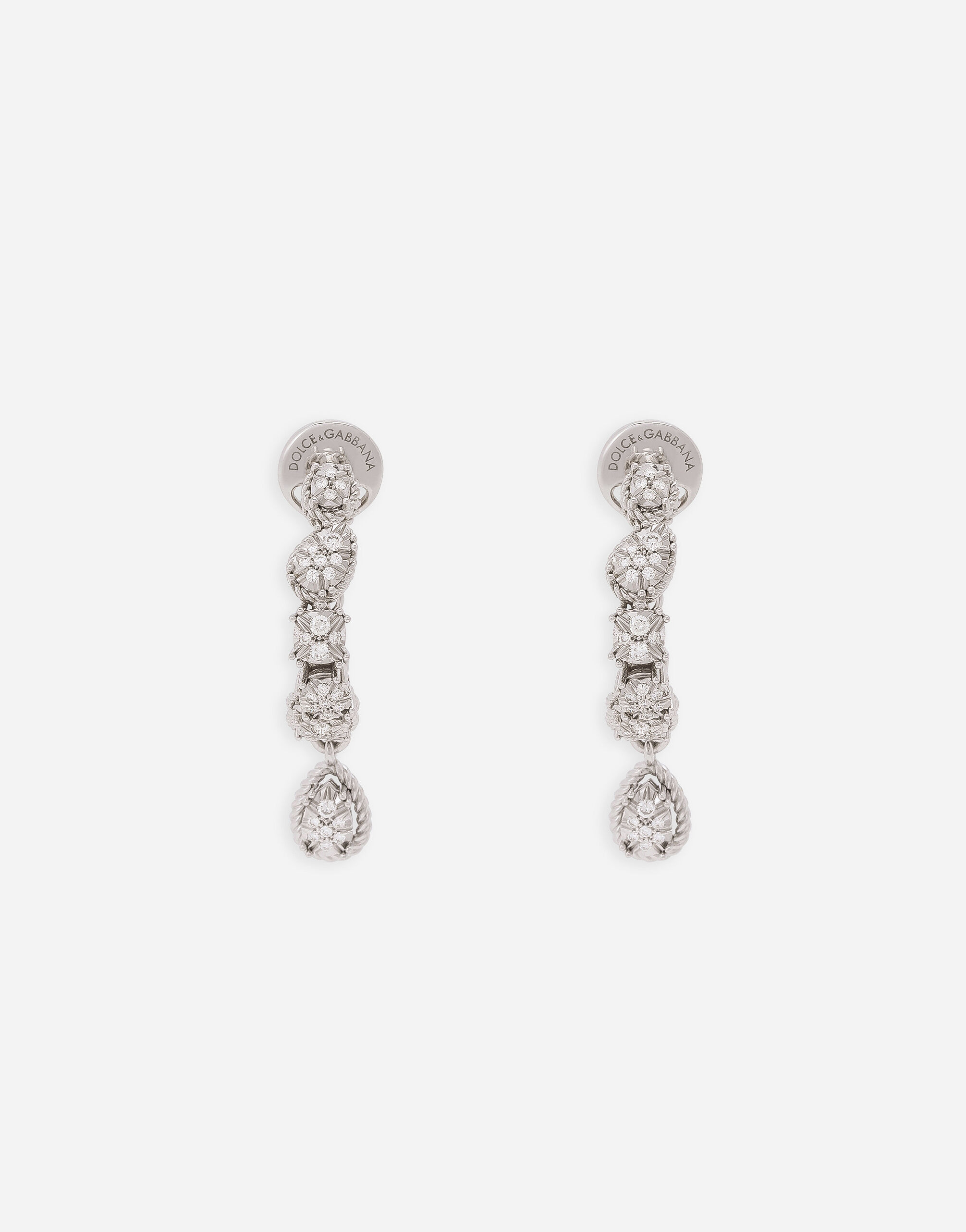 Dolce & Gabbana Boucles d’oreilles Easy Diamond en or blanc 18 ct avec pavé de diamants Doré WERA2GWPE01