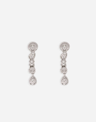 Dolce & Gabbana Pendientes Easy Diamond en oro blanco de 18 kt con pavé de diamantes Dorado WSQB1GWPE01