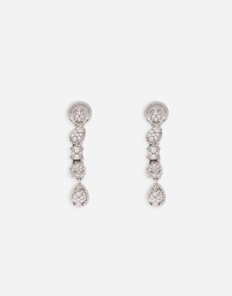 Dolce & Gabbana Pendientes Easy Diamond en oro blanco de 18 kt con pavé de diamantes Blanco WEQD1GWPAVE