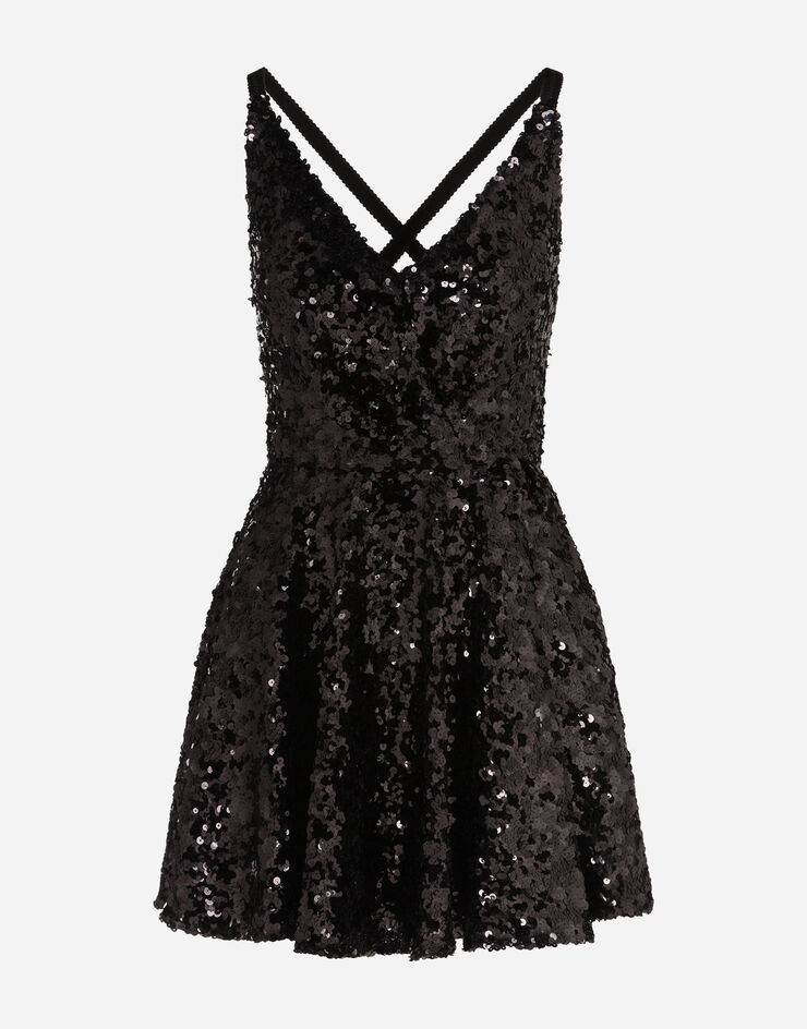 Dolce & Gabbana Short sequined dress NERO F6H7NTHLMZM