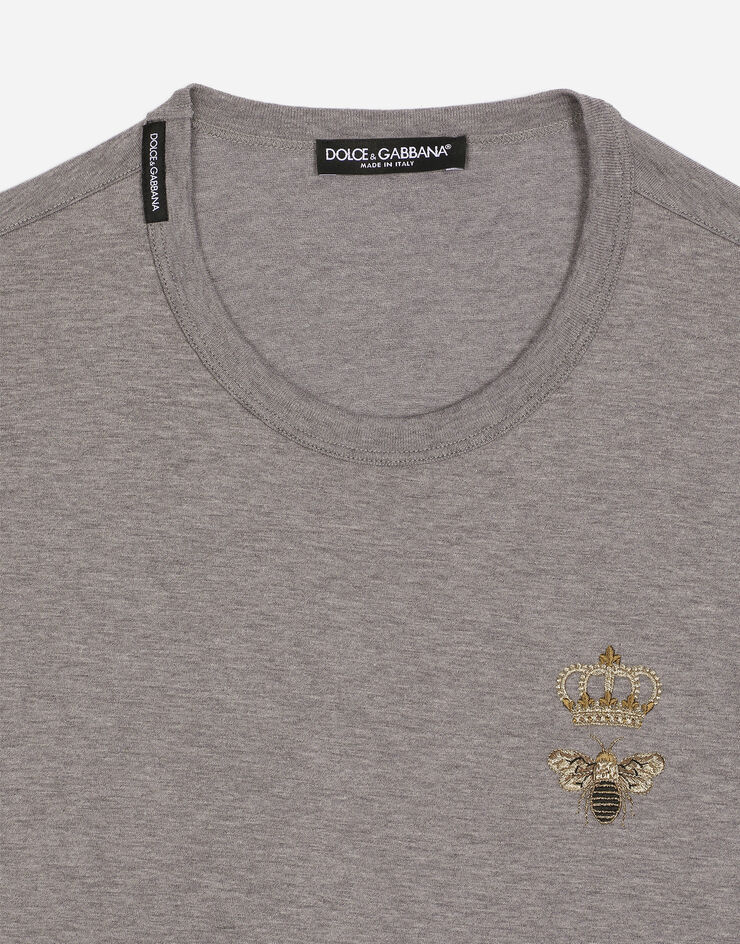 Dolce & Gabbana Baumwoll-T-Shirt mit Stickerei Grau G8PV1ZG7WUQ