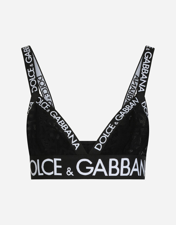 Dolce & Gabbana Jacquard tulle triangle bra Black O1D61TFLEAQ