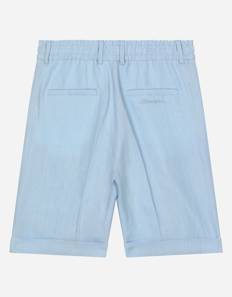 Dolce & Gabbana Bermudas de lino con logotipo Dolce&Gabbana Azul Claro L43Q51FU4LH