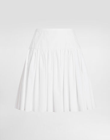 Dolce & Gabbana Kurzer Tellerrock aus Baumwolle Weiss F4CFATFU61A