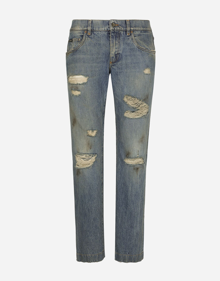 Dolce&Gabbana Jeans in denim lavato con rotture Multicolore GV9WADG8JN9