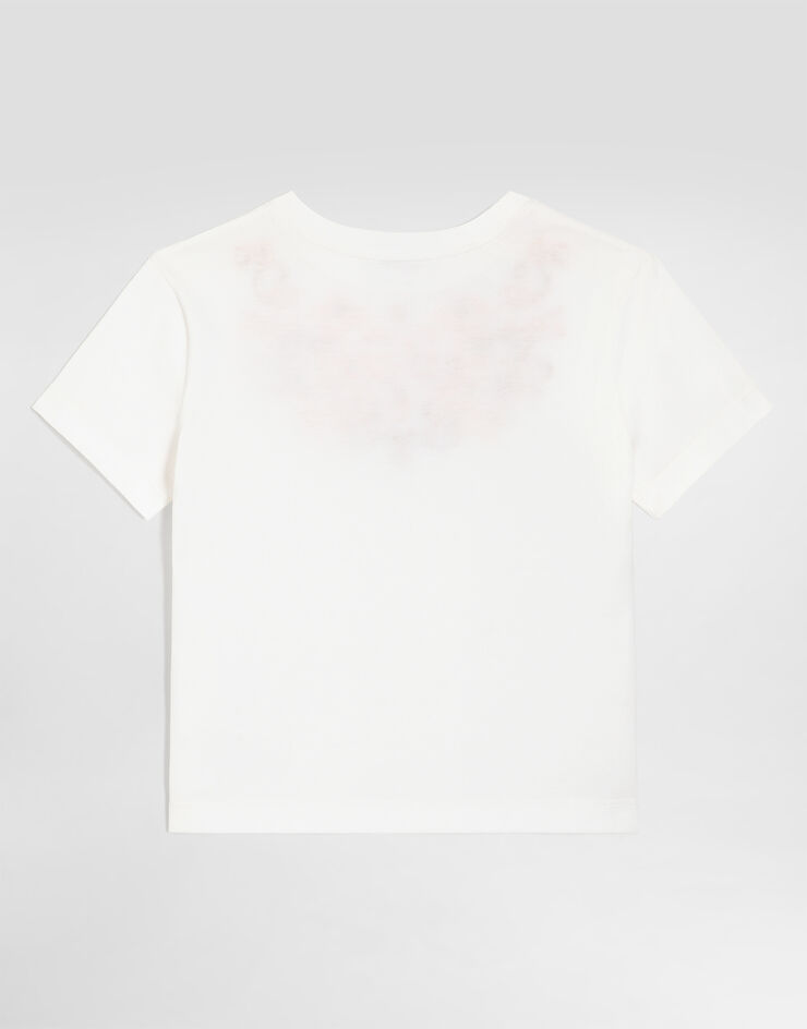 Dolce & Gabbana Camiseta en jersey con estampado y bordado de lentejuelas Dolce & Gabbana Camiseta en jersey con estampado y bordado de lentejuelas White L5JTNKG7P4U