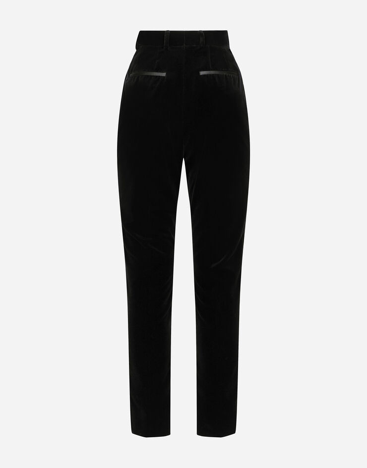 Dolce & Gabbana Zigarettenhose aus Samt Black FTC30TFUVG7