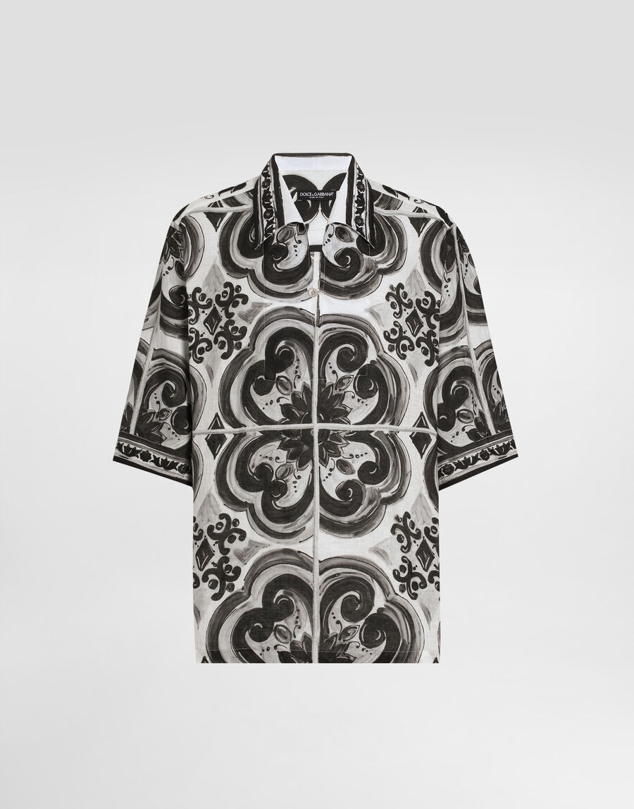 Majolica-print hawaii linen shirt