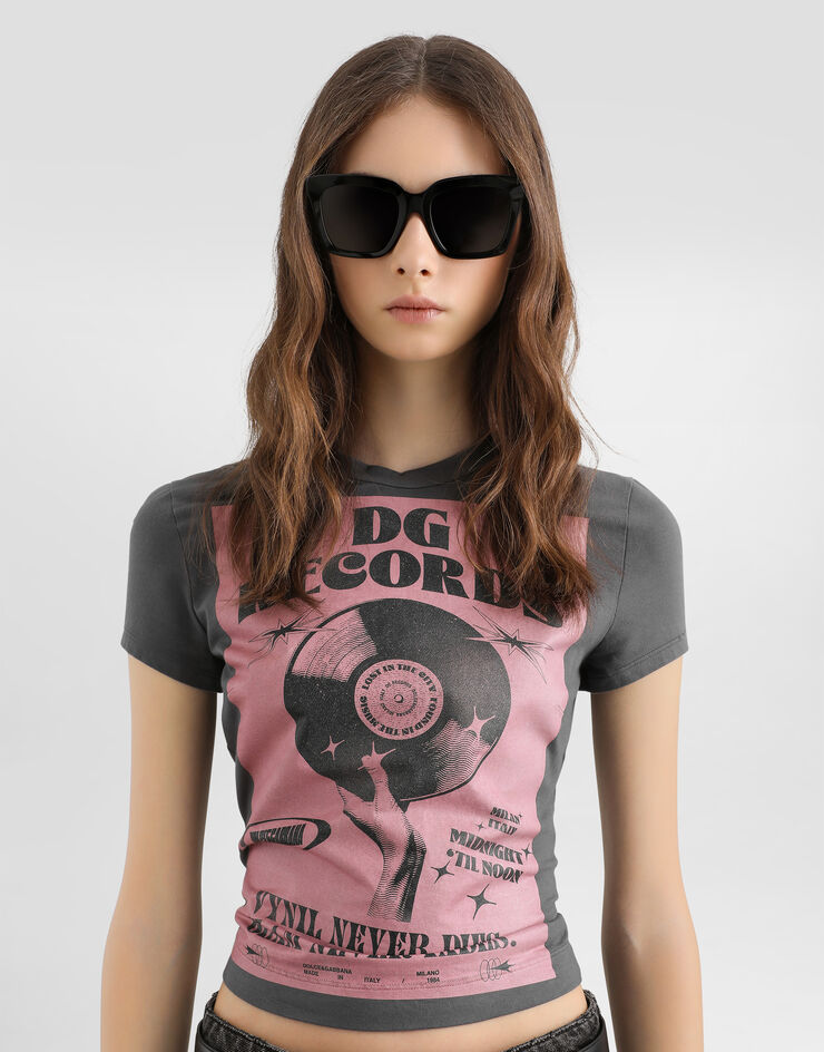 Dolce & Gabbana Jersey t-shirt with print Grey F8V81TGDDPH