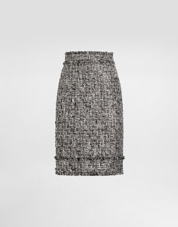 Dolce & Gabbana Midi-Schlauchrock aus Raschel-Tweed Mehrfarbig F4C09TFMMH7
