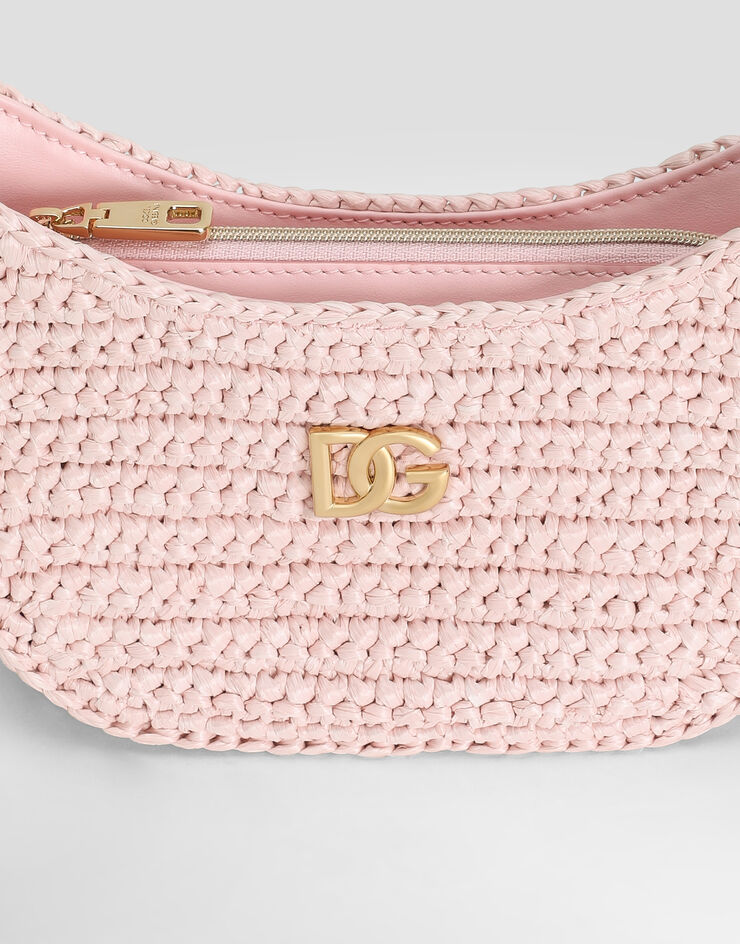 Dolce & Gabbana Borsa DG Girlie Crochet in rafia Rosa EB0262AX321