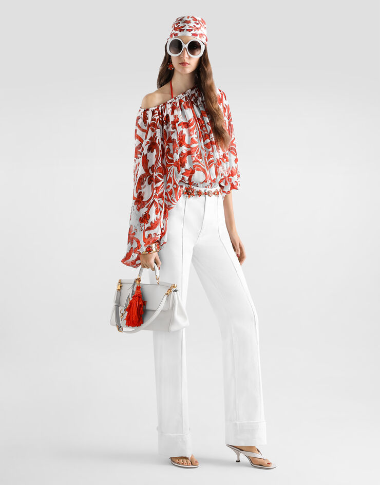 Dolce & Gabbana Majolica-print poplin top Multicolor F72G7TGDDRH