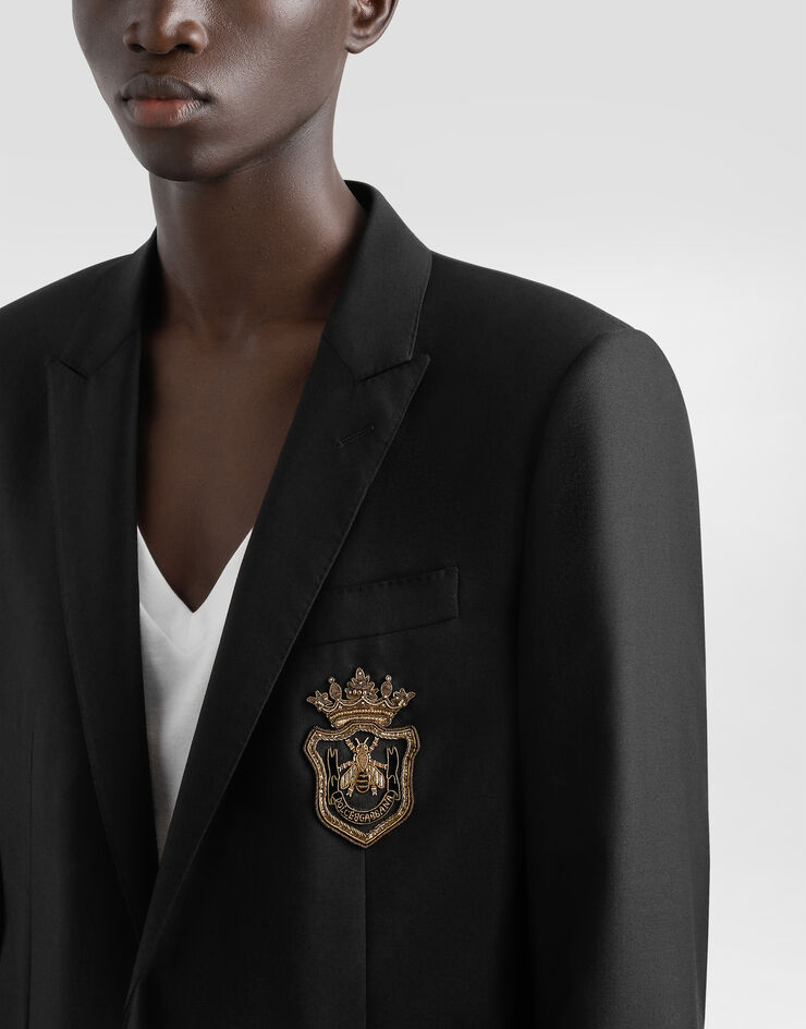 Dolce & Gabbana Single-breasted Martini-fit jacket with patch Black G2LK0ZFU3H1