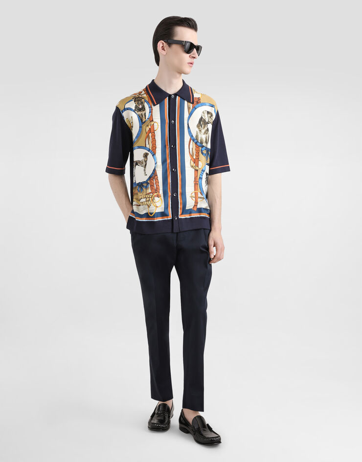 Dolce & Gabbana Camisa de seda y algodón con estampado Perros Imprima GXV90TJFMKO