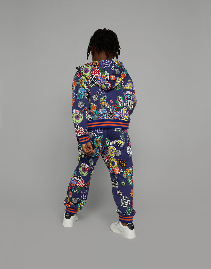 DolceGabbanaSpa Cotton jogging pants with stickers print Blue L4JPGMHS7L9