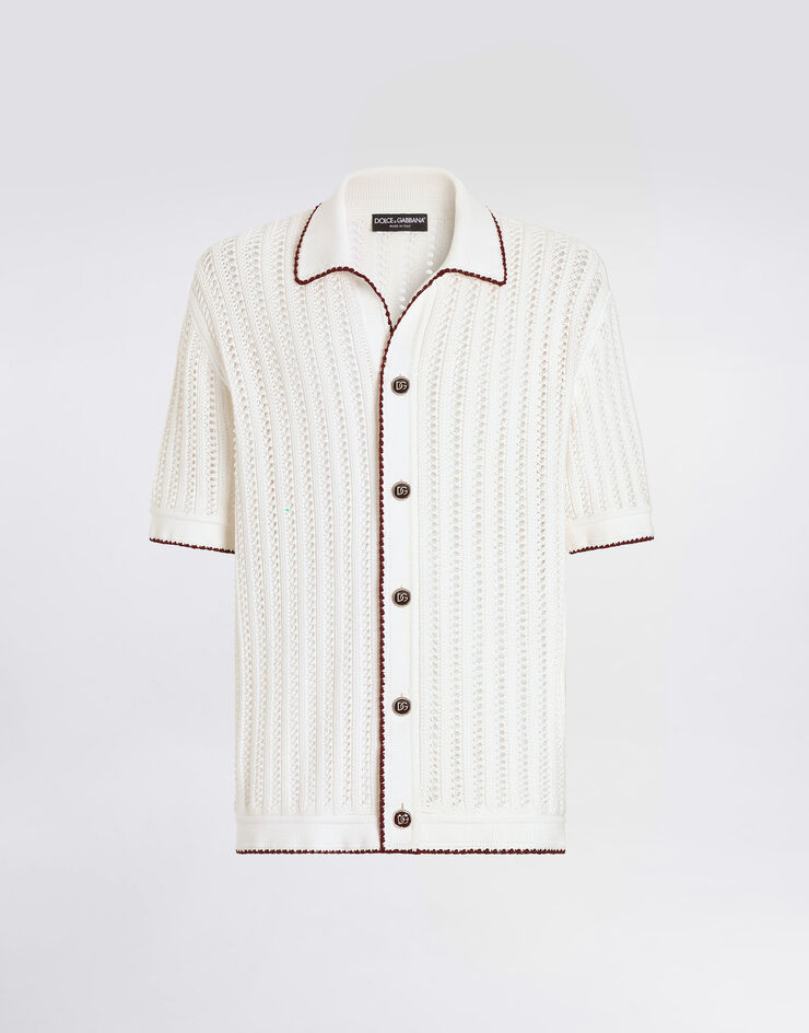 Dolce & Gabbana Crochet stitch cotton shirt White GXVAETJBCKG