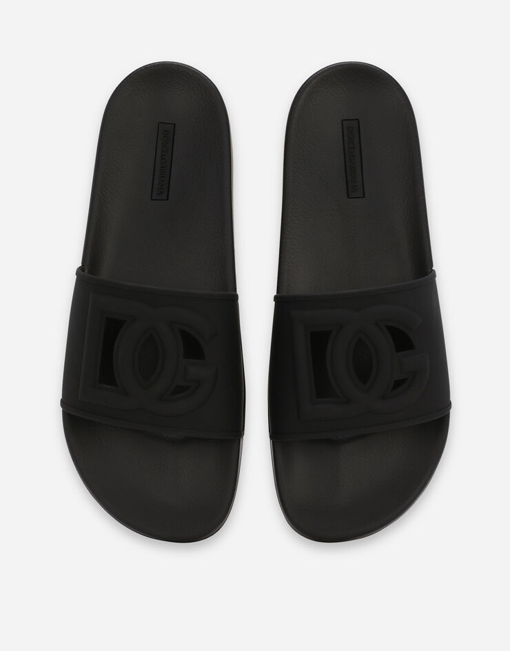 Dolce & Gabbana Badepantolette aus Gummi mit DG-Logo Schwarz CS2079AO666