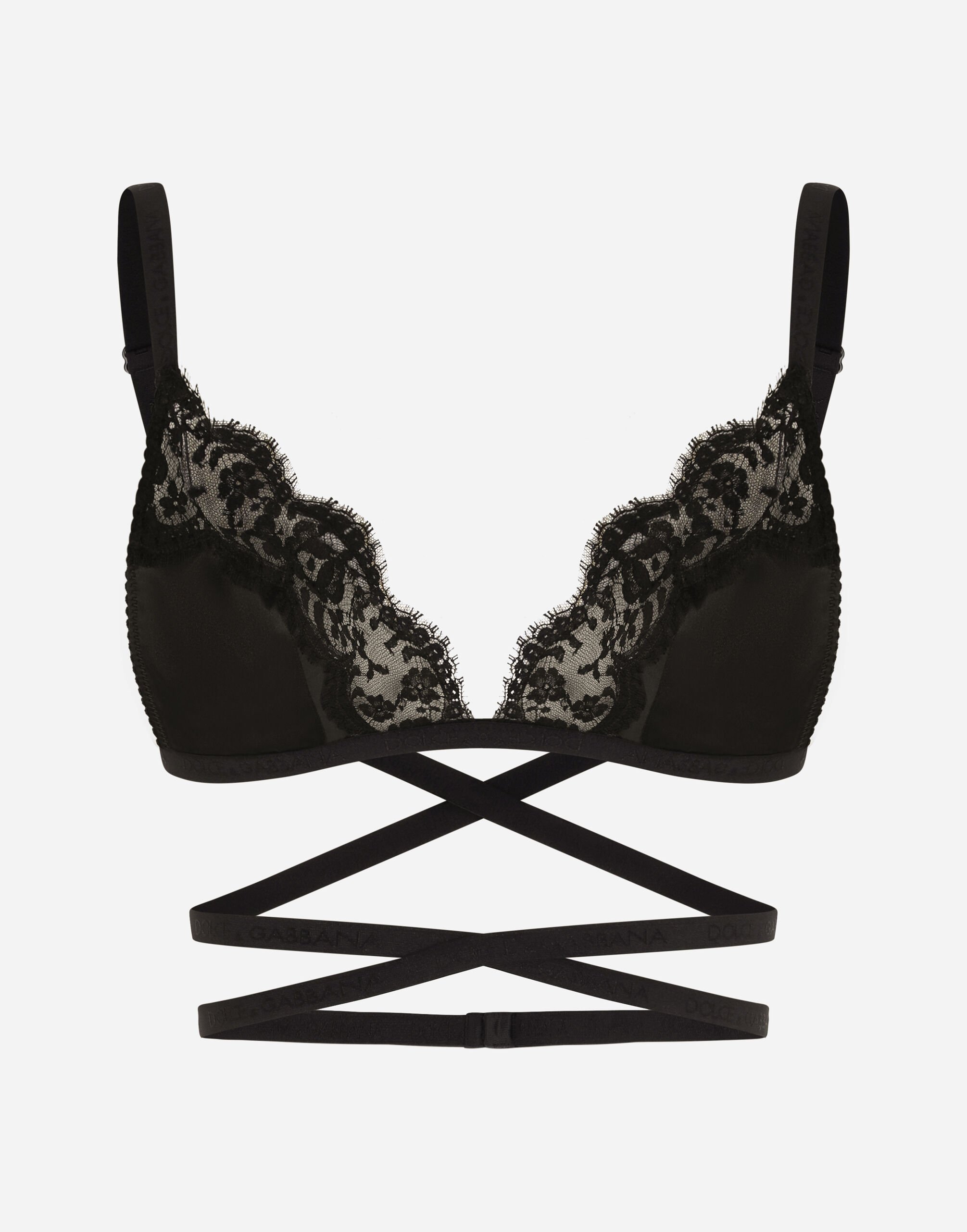 Dolce & Gabbana Satin and lace triangle bra Black O1G24TONQ79