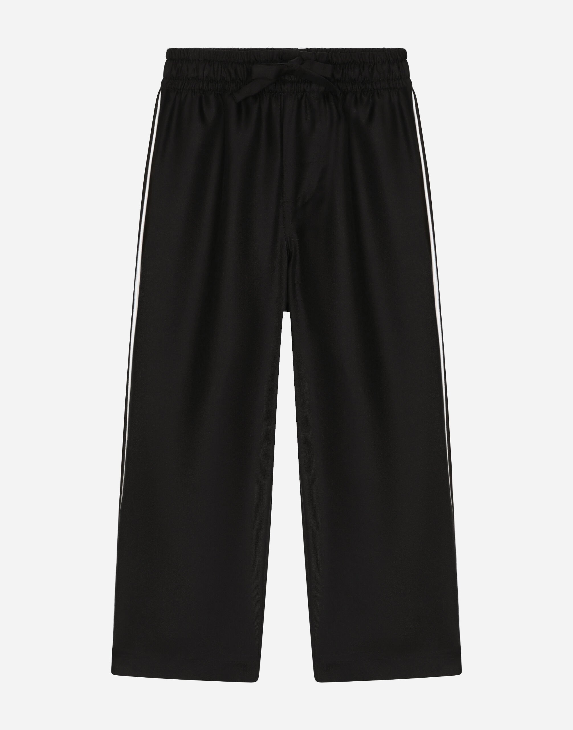 Dolce & Gabbana Silk twill pajama pants with DG embroidery Negro L42Q37LDC28