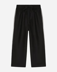 Dolce & Gabbana Silk twill pajama pants with DG embroidery Negro L42Q37LDC28