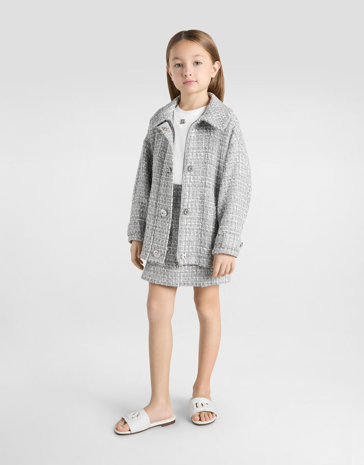 Dolce & Gabbana Veste droite en tissu bouclé lamé Multicolore L52B02FQOAB