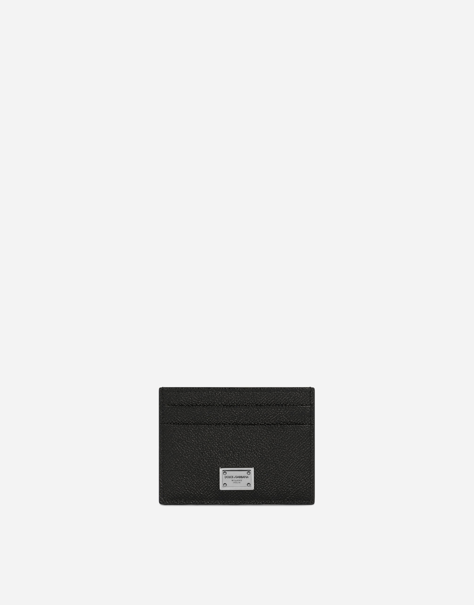 Dolce & Gabbana Calfskin card holder with branded plate Black BP0330AW576